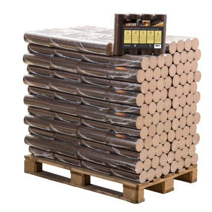 Runde Buchenholzbriketts 960 kg Palette 96 Packungen 10 kg
